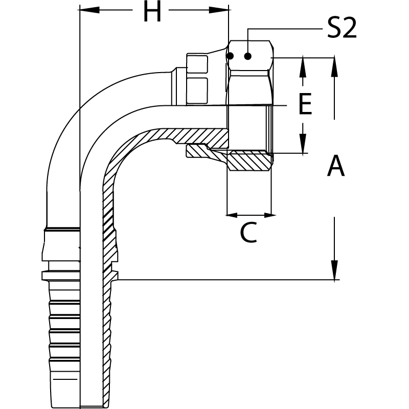 ORFS compression fitting nut ORFS female thread 13/16 for hose R1, R2 Ø 19  mm inside or gauge 12 or 3/4. - Hidraflex